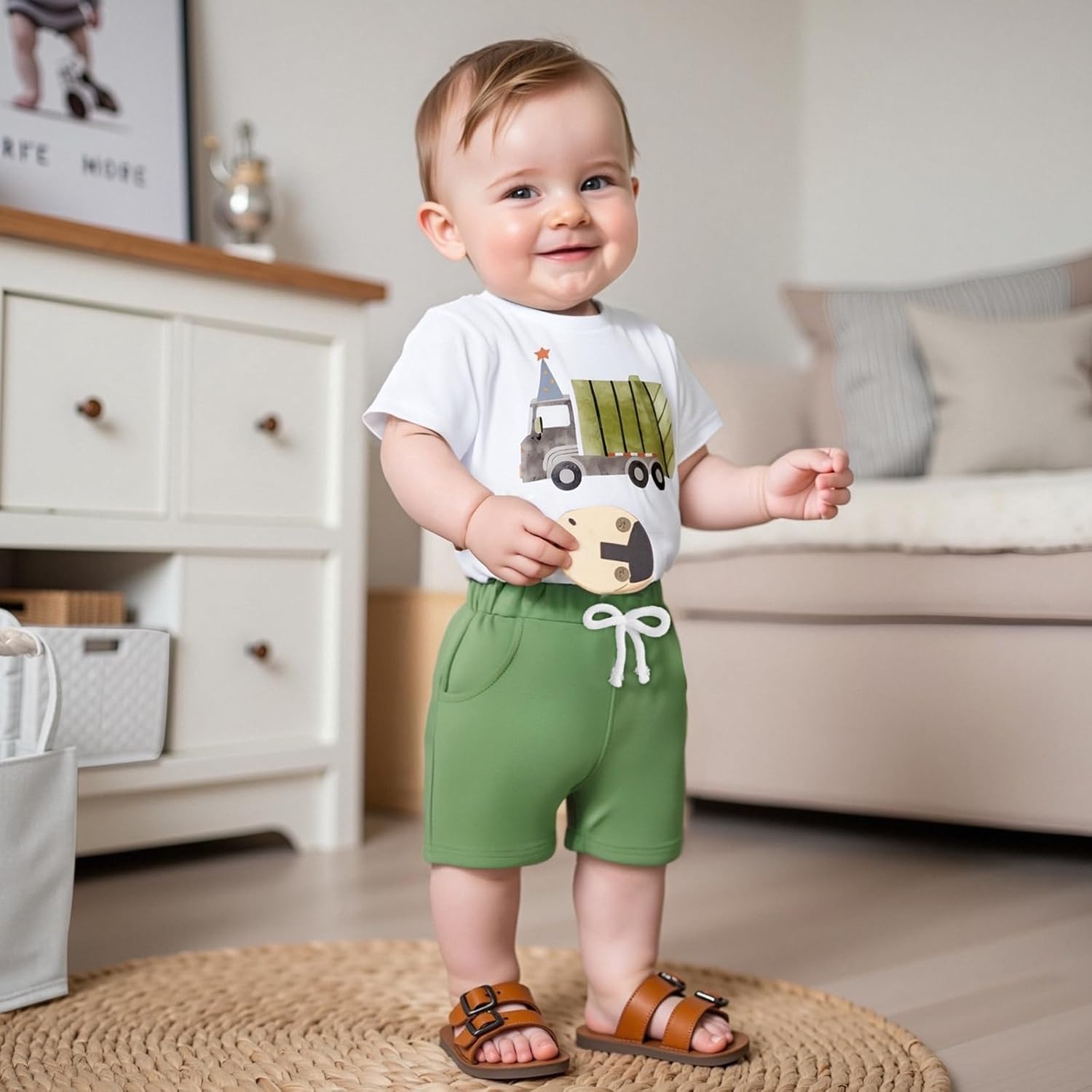 Douhoow Toddler Boy Outfits Farm Animals Truck Embroidery Short Sleeve T-Shirts Tops Casual Shorts Baby Boy Clothes - Image 7