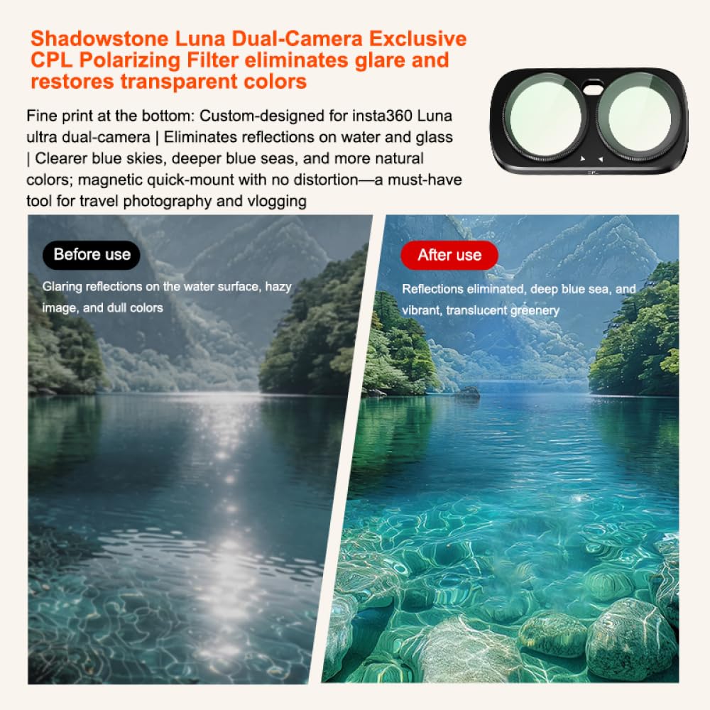 Kit di filtri magnetici per lenti Insta360 Luna Ultra Dual Lens, CPL/ND8/ND64/ND1000 1/4 Black Mist/UV/riduzione dell'inquinamento luminoso accessori per fotocamere (ND1000)