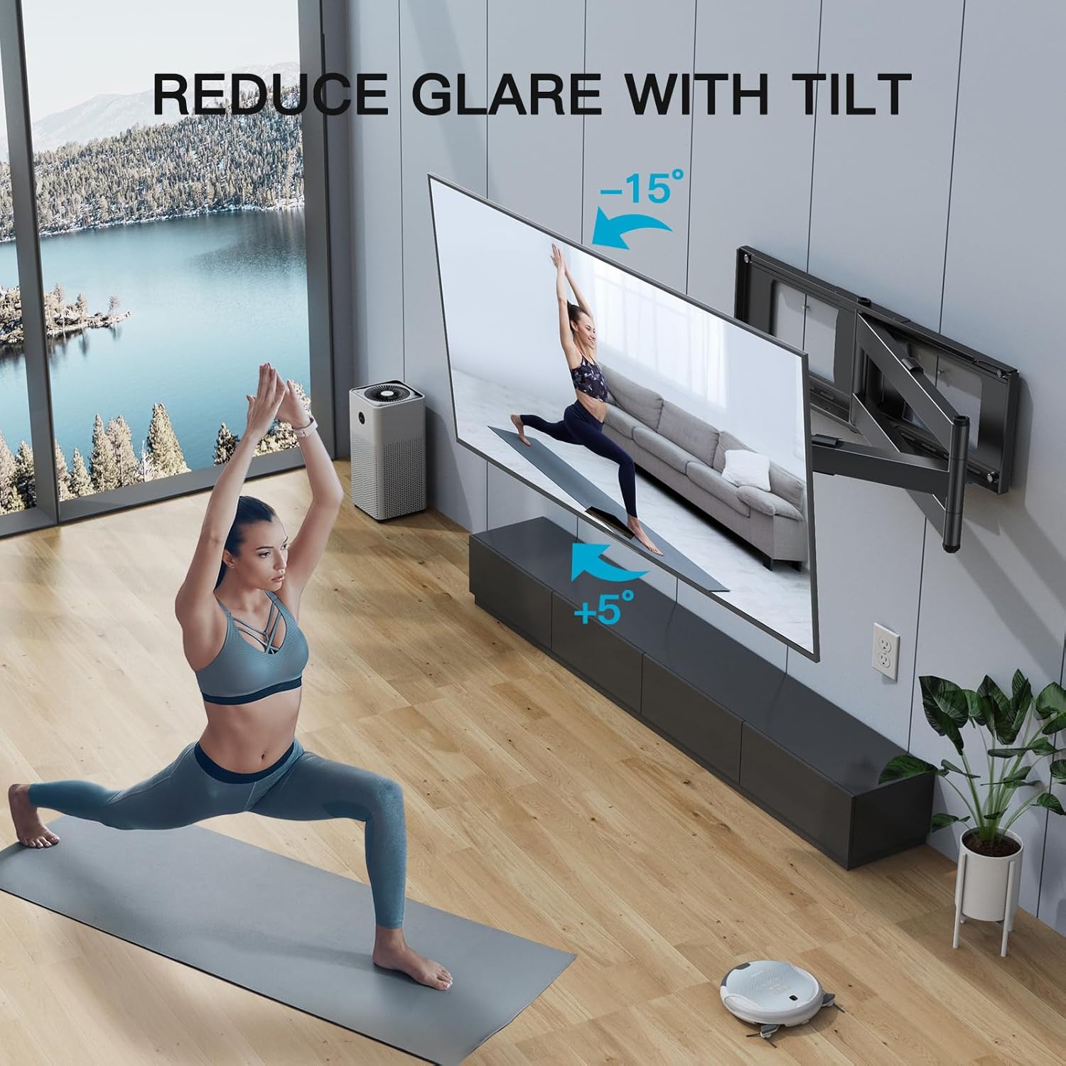 TV tilting for glare reduction