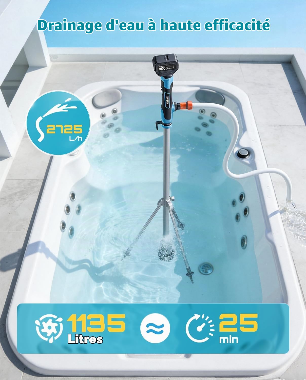 SEESII Pompe De Transfert D’Eau Sans Fil À Tige Avec Trépied