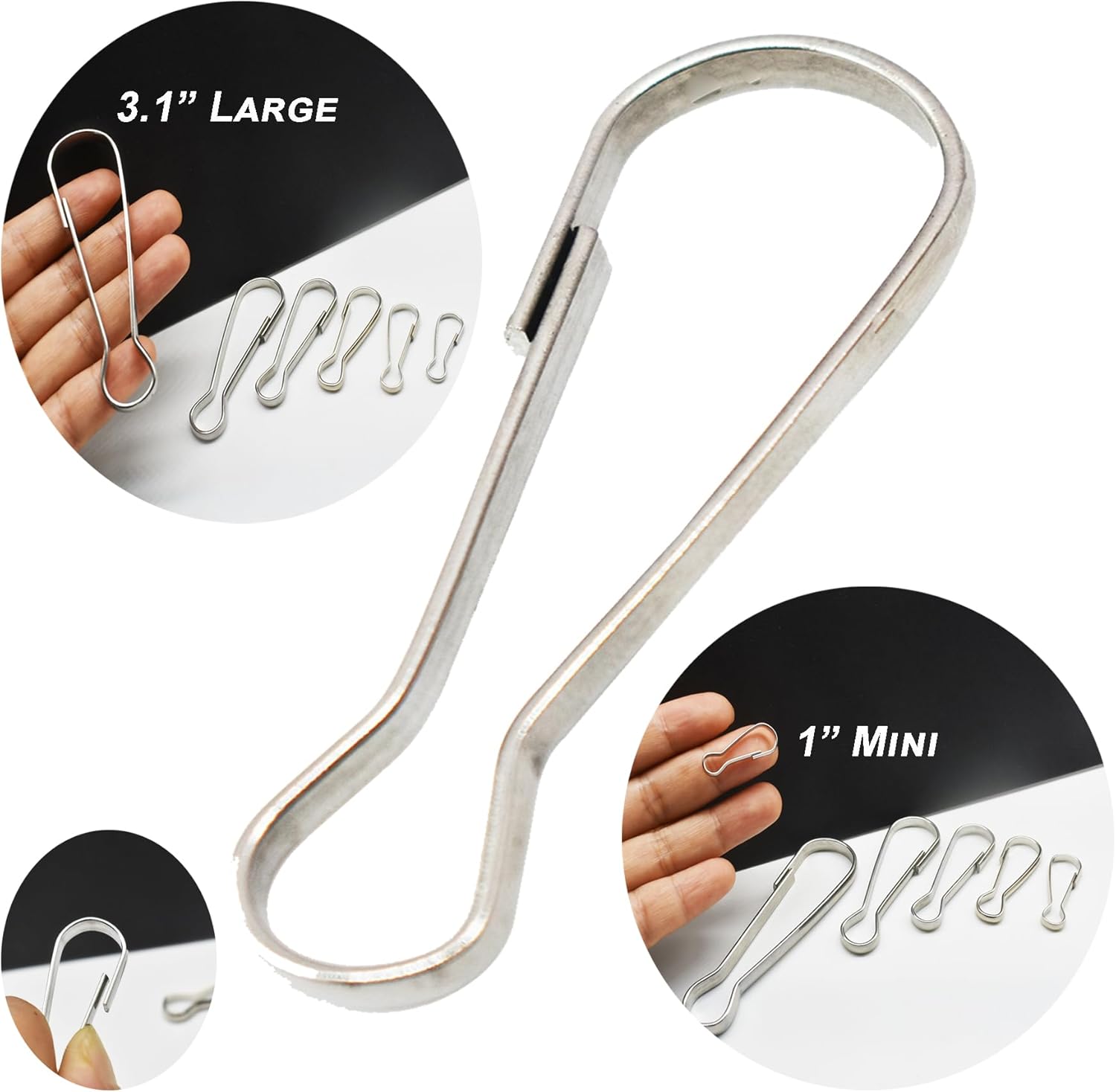 60 pcs Stainless Steel Small Spring Hooks 2inch/50mm Lanyard Clasp Zipper Snap Clips for Key Chain ID Card Badge Holders - Image 2