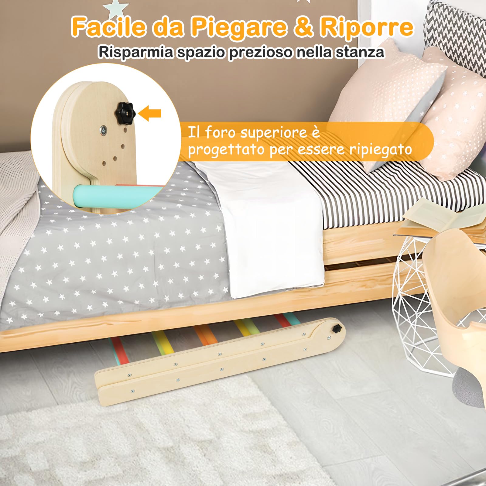 COSTWAY 3 in 1 Set da Arrampicata per Bambini, Giocattoli da Arrampicata Triangolari Pieghevoli, Altezza Regolabili, con Scivolo/Rampe da Arrampicata, Carico 60 kg (Colorato)