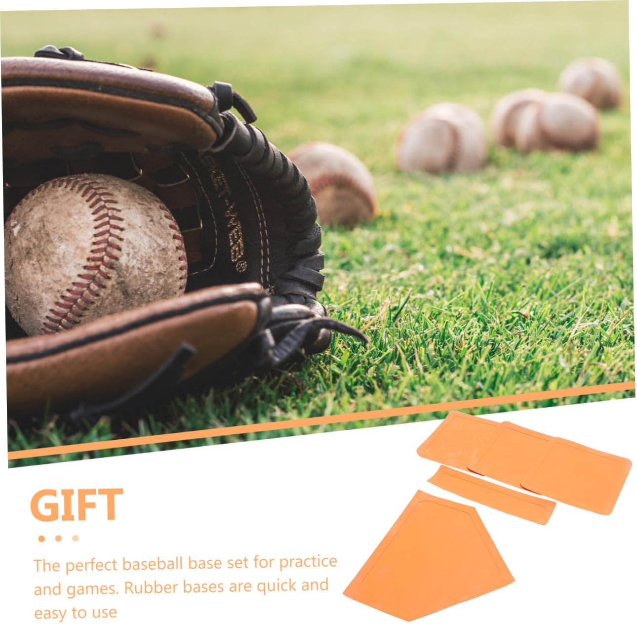 1 Set Durable Rubber Baseball Plate and Base for Backyard Play Non Slip Softball Base for Training Teeball and Kickball Games Weather Resistant for Young Players