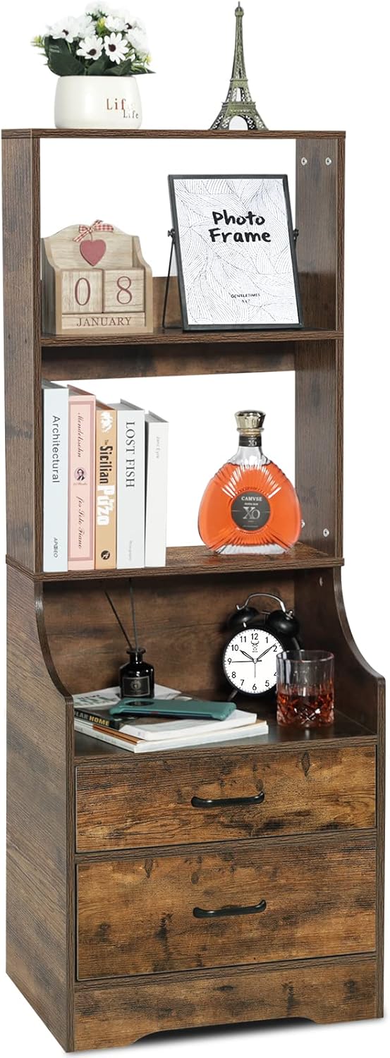 6Tier Night Stand with Rear Side Fence, End Tables