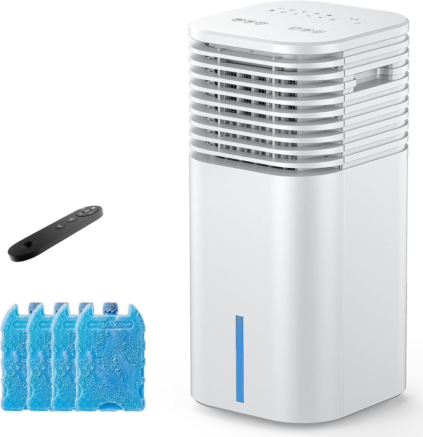 3-IN-1 Portable AC Unit with Remote, 24" Windowless Portable Air Conditioner, 15H Timer & 120°Oscillation, 2-Gal Tank, 3 Modes & 3 Speeds, Ultra-Quiet Ventless Swamp Cooler for Home Office, White