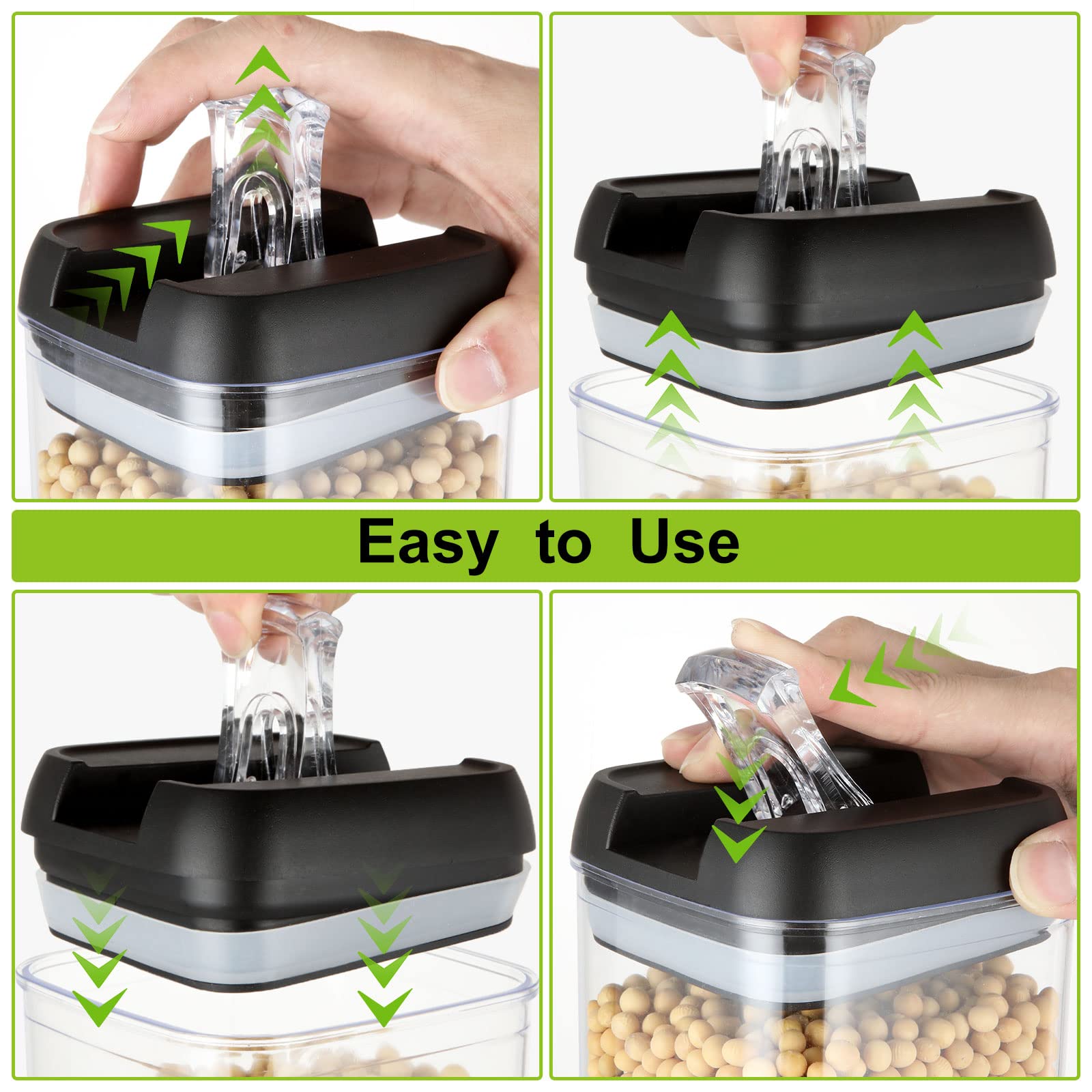 JMIATRY Lot de 4 boîtes de conservation alimentaire en plastique avec couvercles hermétiques, de qualité alimentaire et sans BPA, la farine, les céréales et le sucre