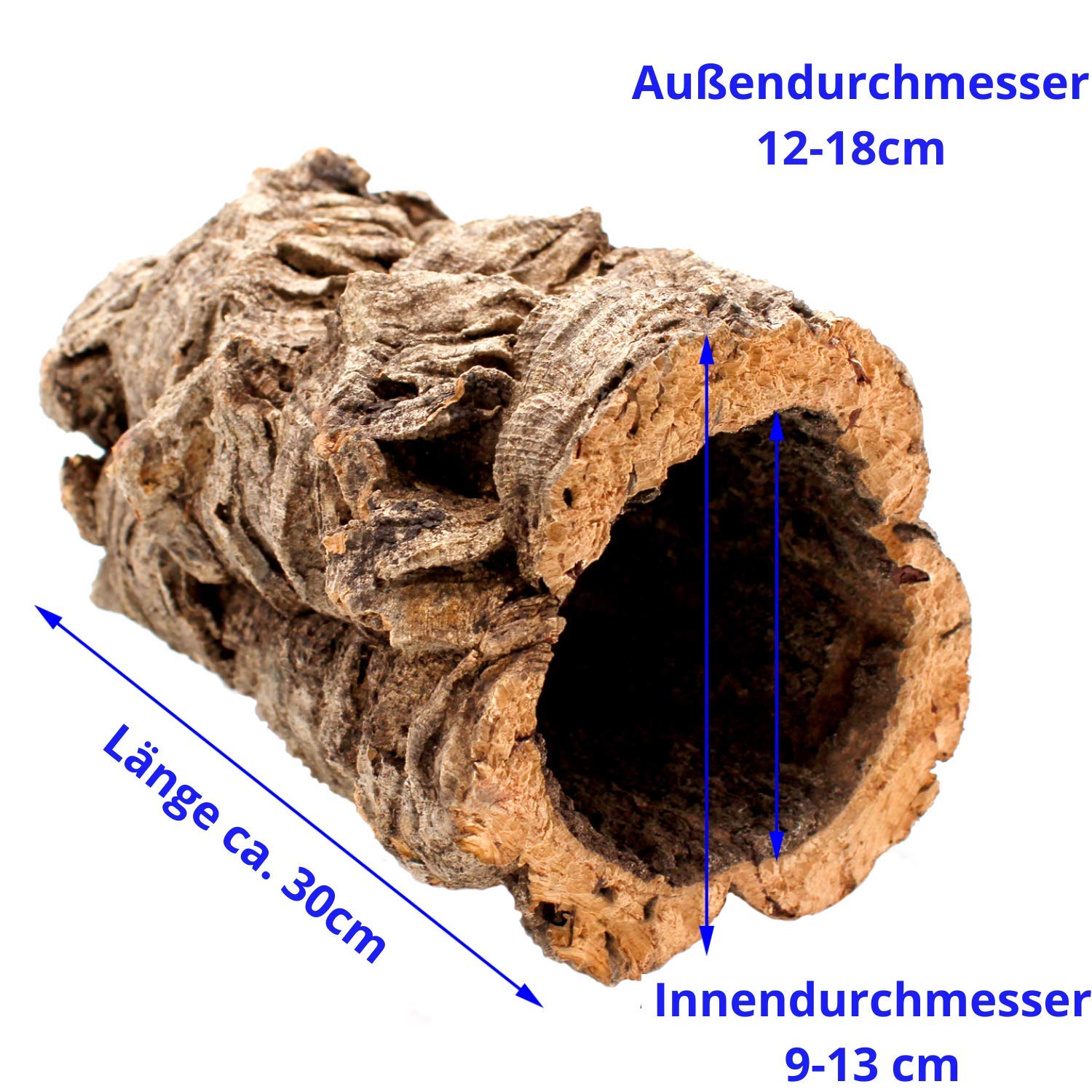 Vogelgaleria® Tolle Korkröhre aus Natur Kork-rinde für Terrarien, Nagertunnel | Nager Degu Hamster Reptilien Ratte Chinchilla Zubehör Spielzeug | Terrarium Deko | Länge 30cm; Innendurchmesser 8-13cm