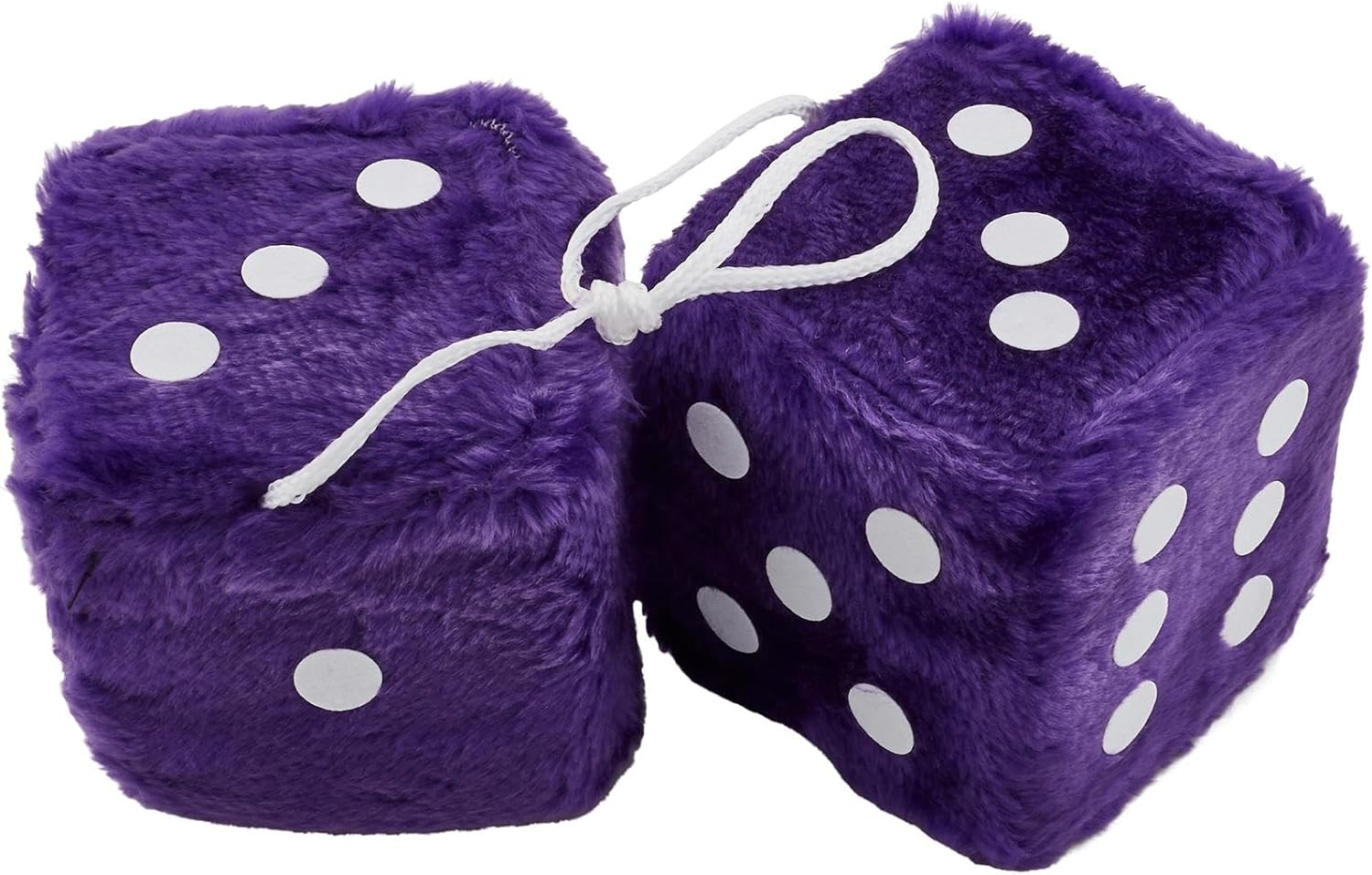 White Fuzzy Dice, 3 Inch Square