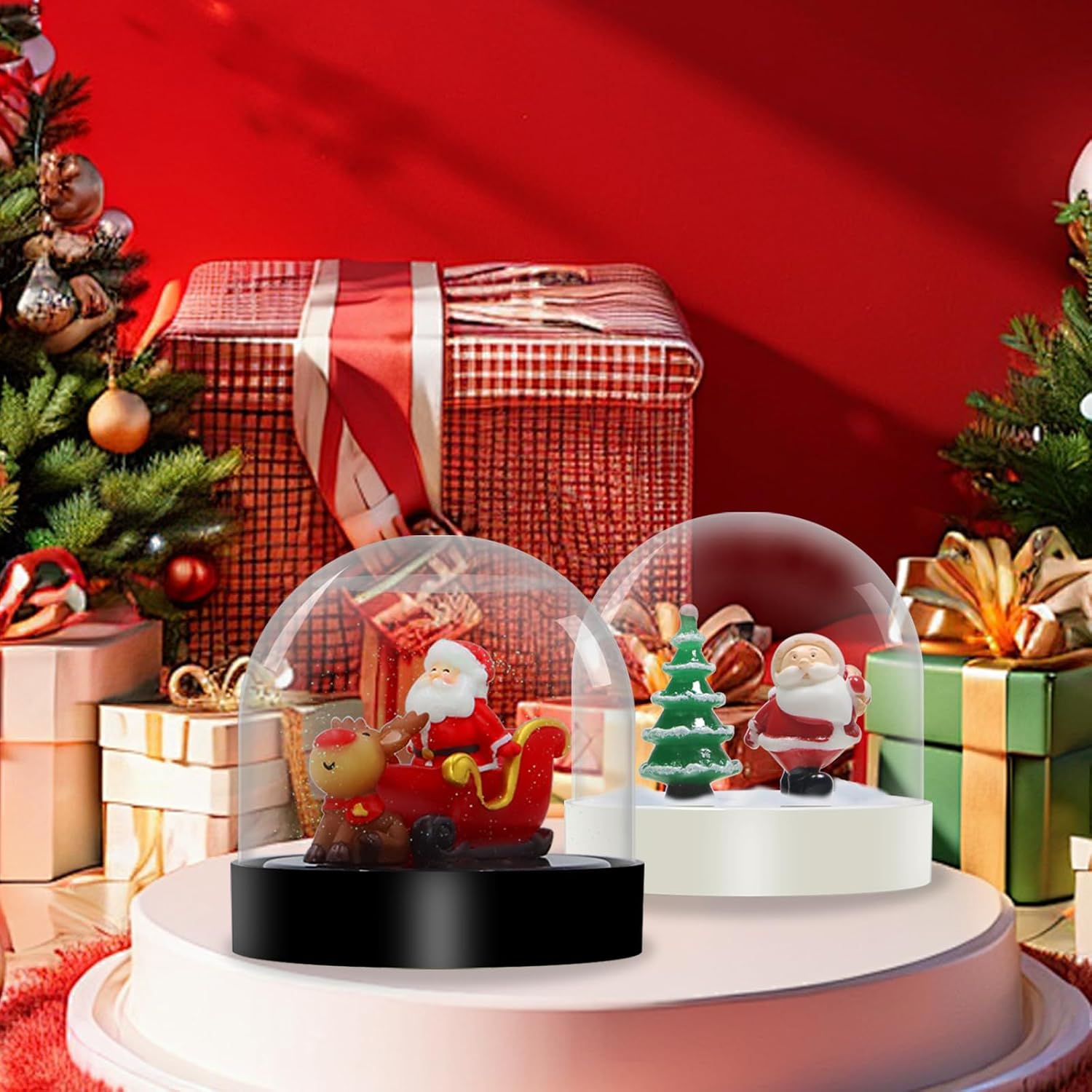 HEYUNG 6 Sets Christmas Snow Globe Making Kit Christmas Water Globes Make Your Own Xmas Snow Globe with Santa Resin Figures Multicolor Glitters Faux Snowflakes for Craft DIY Decor