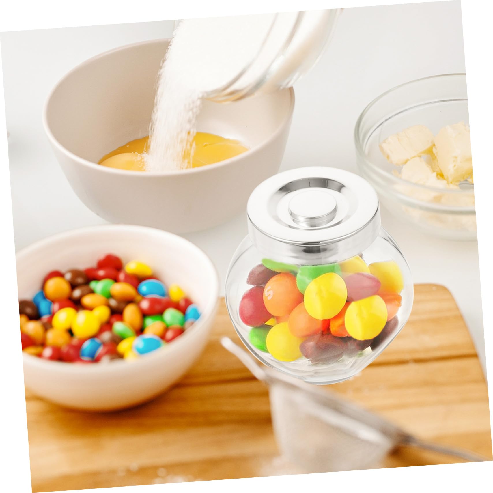 Lurrose 10 Stück Teiliges Mini glas Candy Vorratsgläser mit Transparentem Deckel Luftdicht Verschließbare Glasbehälter für Snacks Gewürze Tee Kräuter und Dekoration Robustes Dickeres Glas