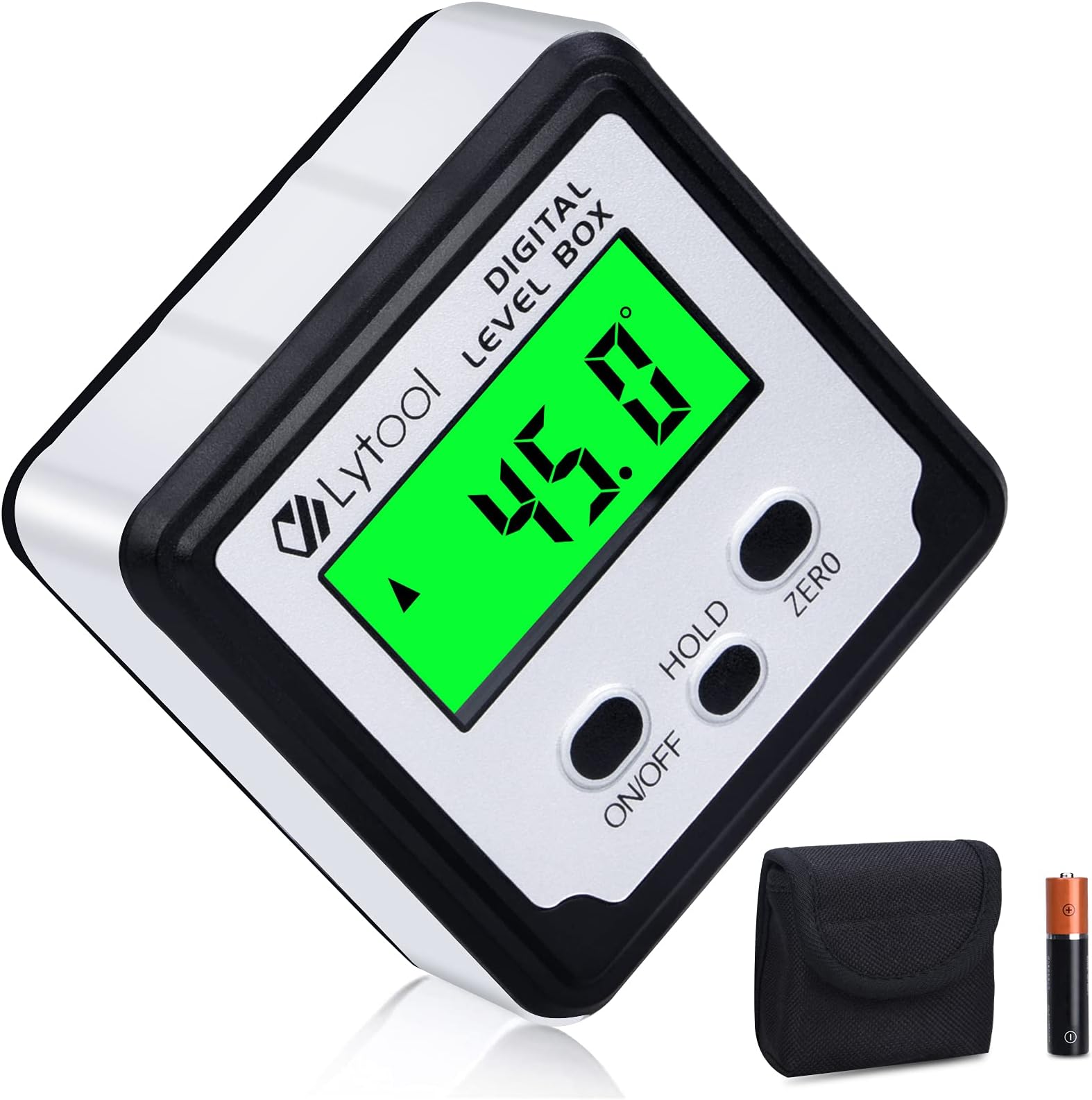 Digital Level Box, Lytool Digital Angle Gauge Magnetic Mini Digital Angle Finder Inclinometer Level Angle Gauge with Powerful Magnet, Backlight LCD Bevel Gauge Inclinometer for Woodworking
