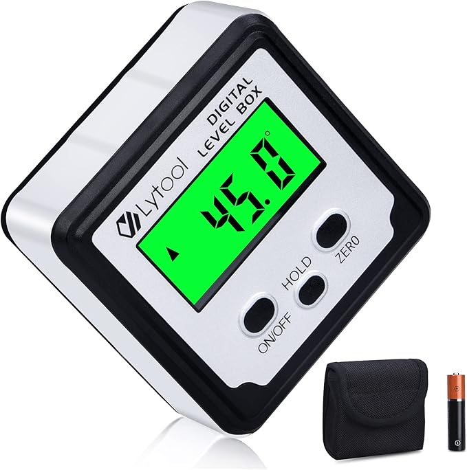 Digitale hoekzoeker, LEERCHUANG niveau hellingmeter gradenboog laser niveau W 4-zijdig sterk magnetisch & Type-C opladen, oplaadbare digitale hoekmeter/gradenboog voor houtbewerking