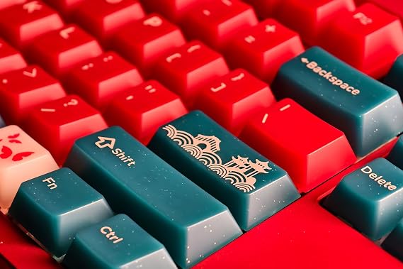 Red Bean Cherry Profile PC Silk Screen Keycap Set for Keyboard BM60 CSTC75 BM65 BM68 Made68 EV63 EZ63 EZ60 VGN75 Wooting 60he (PC Red Bean Keycap Set x1)