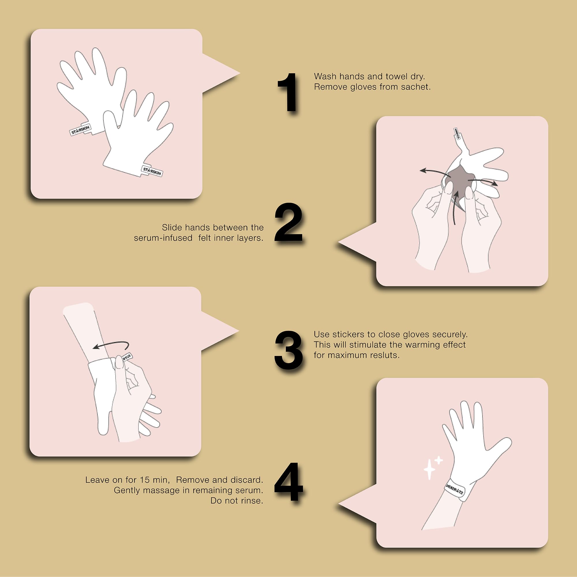 STARSKIN VIP Gold Handmaske, 4x16g, Luxuriöse Handpflege mit Sheabutter und Bulgarischem Rosenöl, Feuchtigkeitsspendend, Für alle Hauttypen