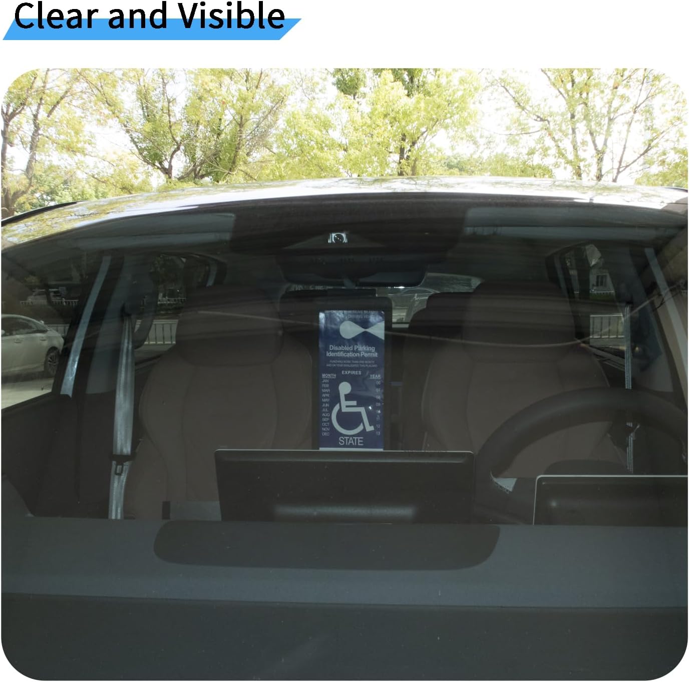 Yuoyar Ultra Transparent Handicap Placard Holder for Auto - Durable Placard Holder for Disability Parking with Large Hanger (1Pcs Black)
