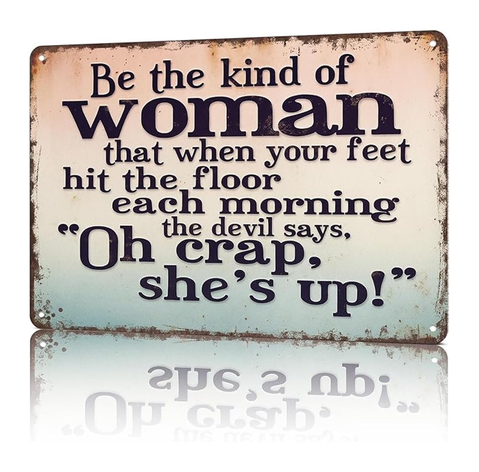 Ruajogynvm One Color Humorous Home Sign Oh Crap Shes Up Funny Saying Vintage Tin Wall Decor For Family Room Office Man Cave (8 X 12 In)