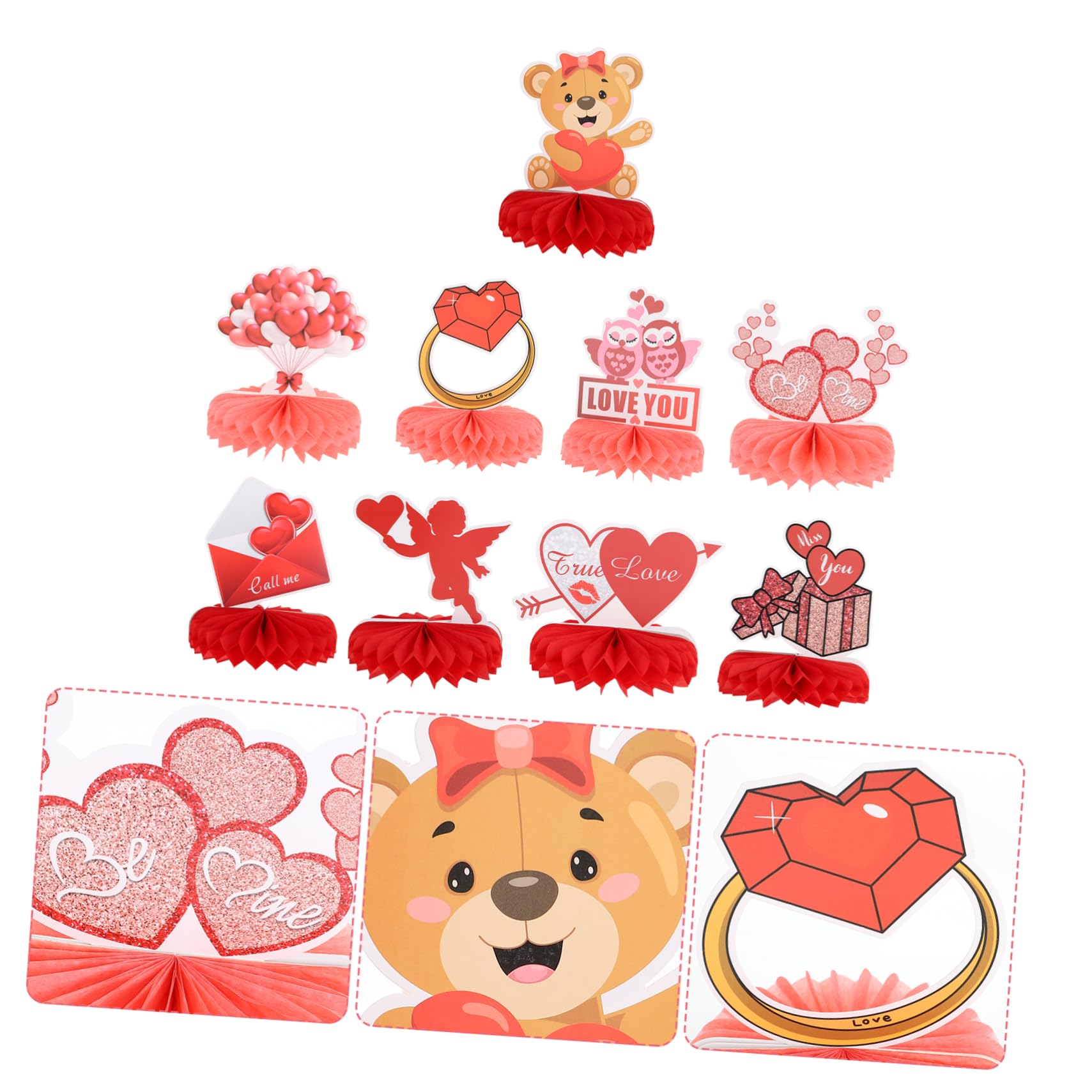 PRETYZOOM 3 Juegos Decoración del Día De San Valentín Panales Decoración De La Mesa del Día De San Valentín Decoración San Valentín Adornos Fiesta Bolas De Papel Adornos De Panal 9 Uds * 3