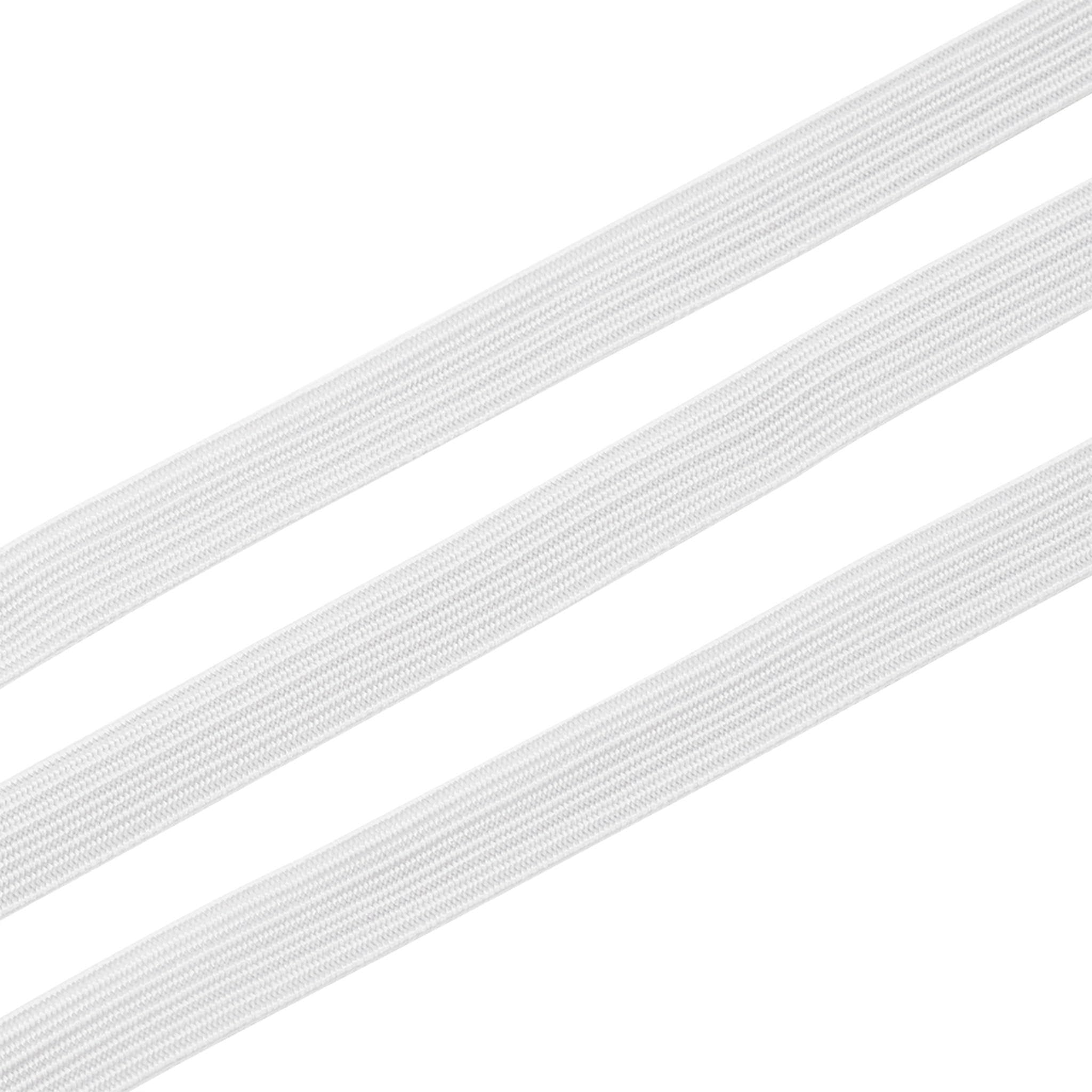1 Rollo de Hilo elástico de Fibra Plana en Blanco y Negro, Hilo elástico para Manualidades, 4~14 mm, Blanco, 10 mm, 100 Yardas por Rollo