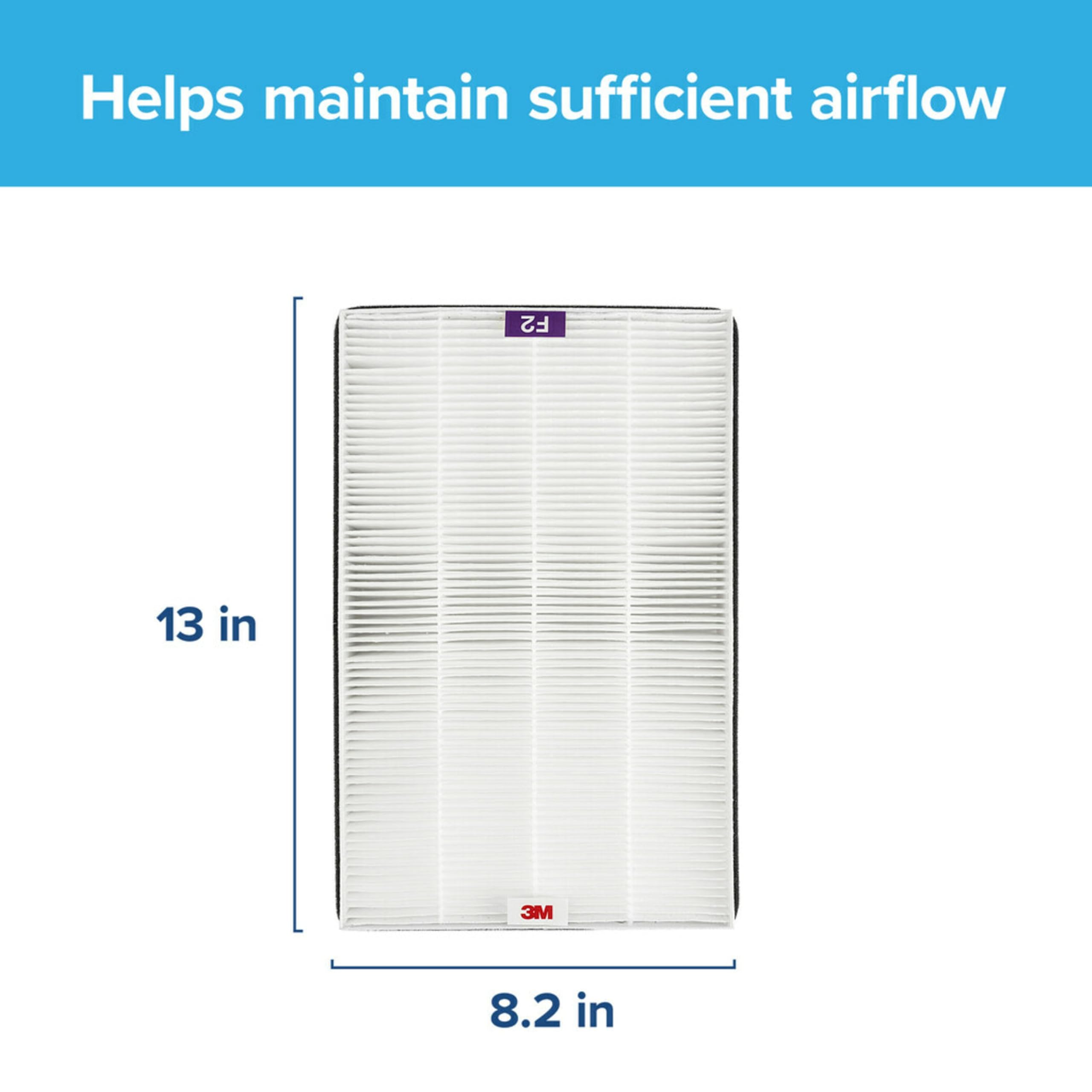 Filtrete F2 Room Air Purifier Filter, True HEPA Premium Allergen, Bacteria, and Virus, 13 in. x 8.2 in., 4-Pack, works with devices: FAP-C02WA-G2, FAP-C03BA-G2, FAP-T03BA-G2 and FAP-SC02N