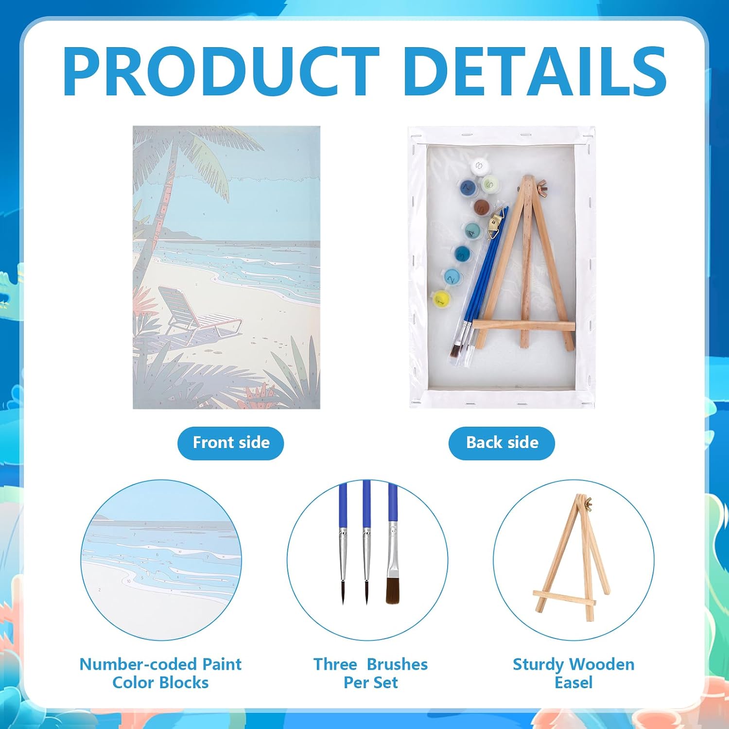 12 Set Paint by Numbers Kit for Adults Beginner with 8x12 In Ocean Painting image 4