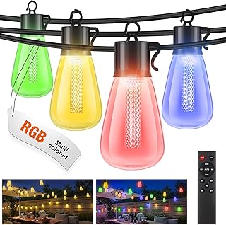 14 Backyard Patio Ideas for Everyday Outdoor Living 57 litogo 120FT Color Changing Outdoor String Lights with Remote - Dimmable...