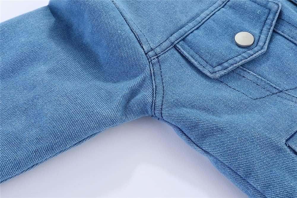 Mud Kingdom Little Boys Denim Jacket Fleece Lined Cute Sherpa Collar Snap Button - Image 5