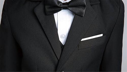 Miniatura 7 de Yanlu Conjunto de trajes formales de esmoquin para niños, color azul y negro, traje ajustado para bodas
