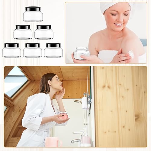 Miniatura 5 de Paquete de 30 frascos transparentes para exfoliantes corporales, tarros de plástico transparente de 8 onzas con tapas, recipientes vacíos