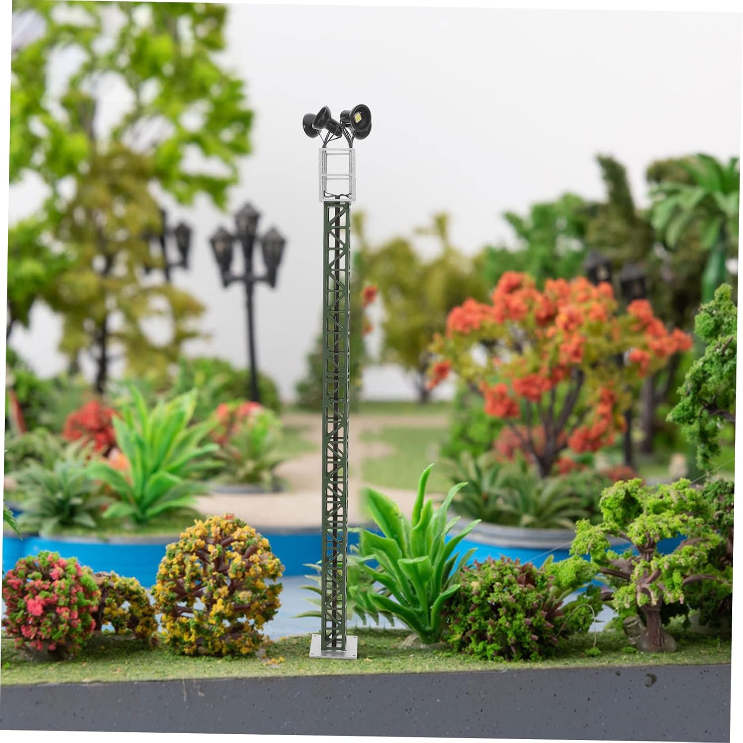Angoily Mini Railroad Light Scale Train Accessory for Model Train Layouts and Mini House Decor Realistic Traffic Table Landscape Ornament 8.46In Length