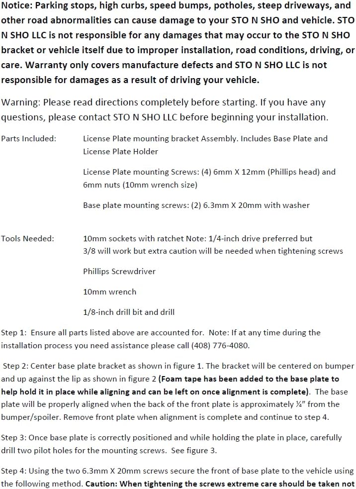 STO N SHO Front License Plate Bracket Compatible with 2024 Lexus TX 350 (SNS392)