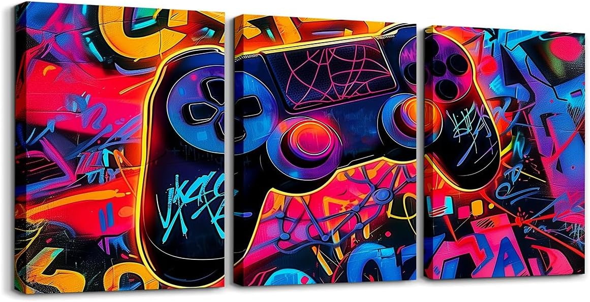 Feelyou 3pcs Kids Graffiti Dirt Bike Wall Paintings Motorcycle Canvas Wall Art for Living Room Bedroom Boys Girls Motocross Posters Pictures Bathroom Wall Decor Extreme Sport Artwork