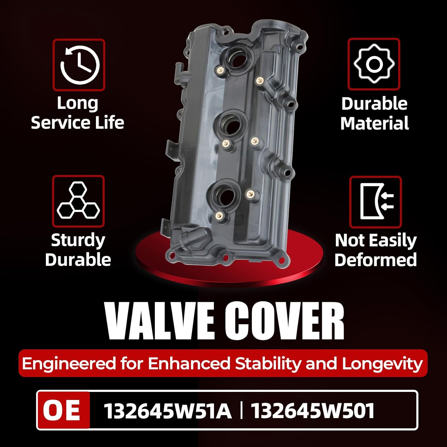 MITZONE Valve Cover Set Left and Right with Gasket Bolts Compatible with 2002-2004 Nissan Pathfinder Infiniti QX4 3.5L Replace 13264-5W51A 13264-5W510