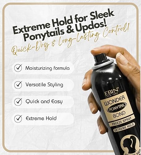 EBIN NEW YORK Wonder Ponytail Freeze Spray - Extreme Firm Hold 8oz(EXTREME HOLD - COARSE HAIR)