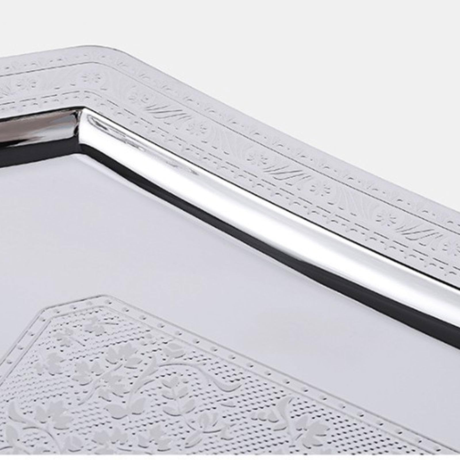 Bandeja de servicio multifuncional plateada elegante para cenas, bodas y eventos, bandeja de té perfecta para el hogar y entretenimiento