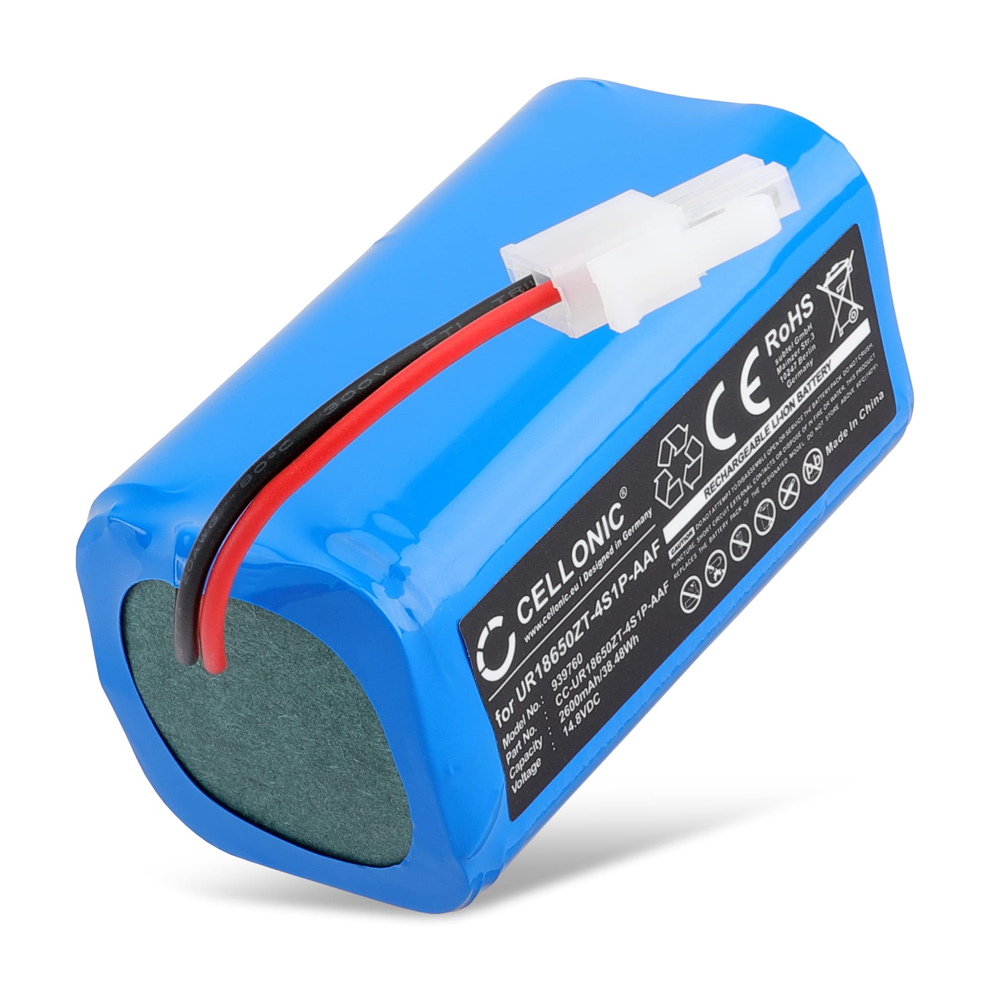 CELLONIC, Battery for Vacuum cleaner compatible with ECOVACS UR18650ZT-4S1P-AAF, Deebot M82, BL7402A (14.8V, 2600mAh)