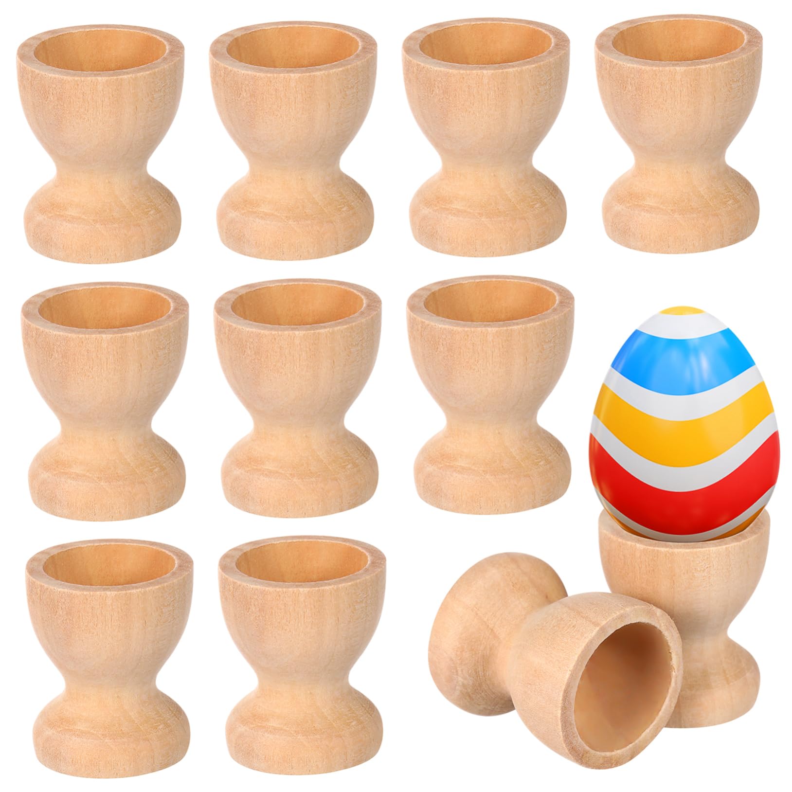 Cabilock 15Pcs Wooden Egg Tray for Egg Holder Cups Wine Glass Shaped Egg Storage Tabletop Container Wood Egg Holder for Decorations and Crafts