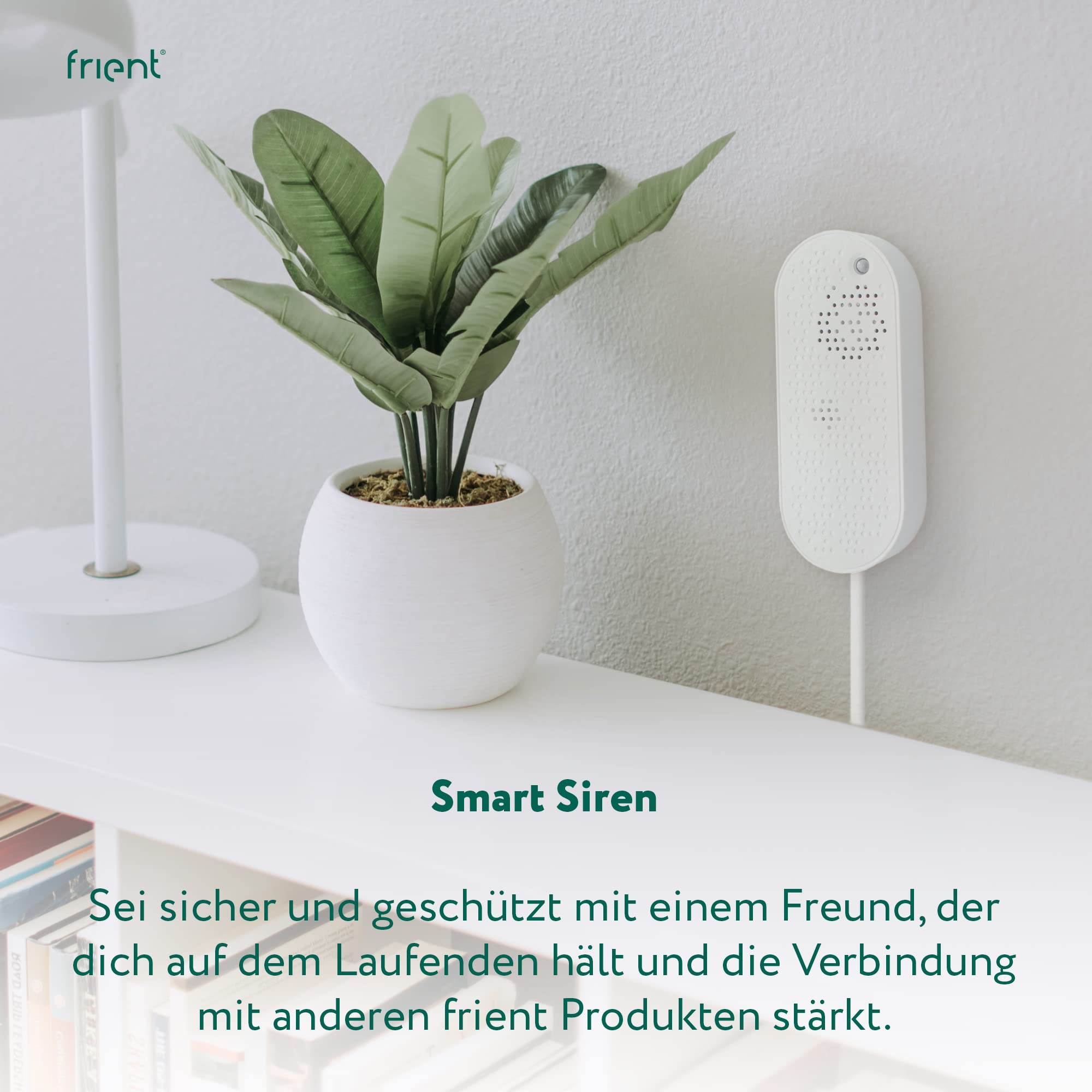 frient Smart Siren - Zigbee Alarmsirene mit 90 dB & Batterie-Backup | Intelligenter Einbrecherschutz mit 8 Tönen, Reichweitenverstärker & Smart Home Hub Kompatibilität für Homey & SmartThings