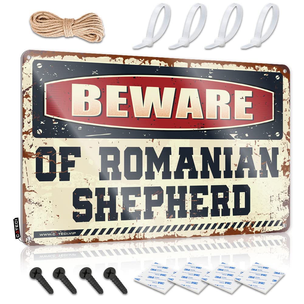 Ztbbdnqha Women's One Color Decor Signs Beware Of Romanian Shepherd Tin Sign Coffee Sign Decor Funny Signs Metal(30X40cm)