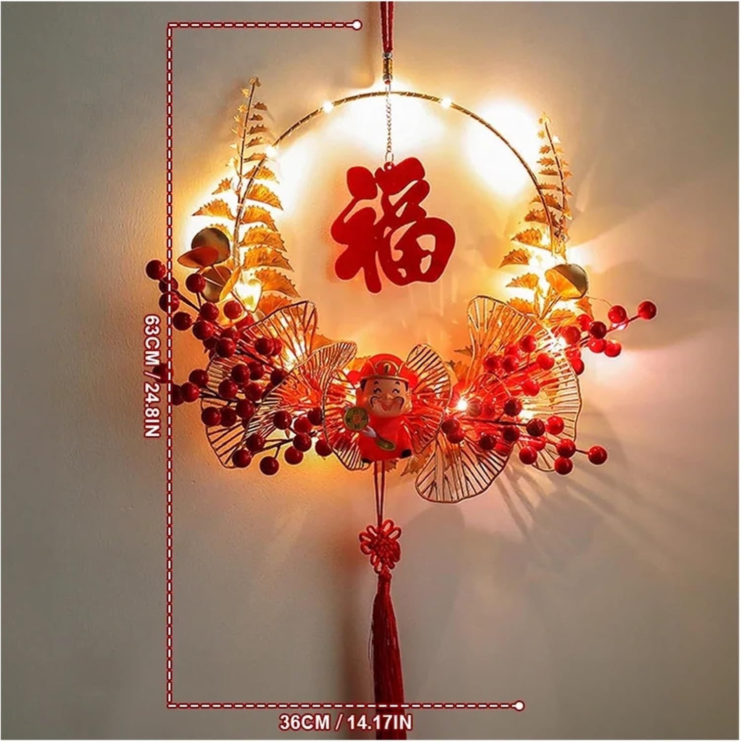 Red Chinese Lanterns Chinese New Year of The Wedding Decoration Portable Door Decorations Party Decorations Living Room for Household Red Traditional Hanging Lantern ( Color : Five Blessings ) (Fortu