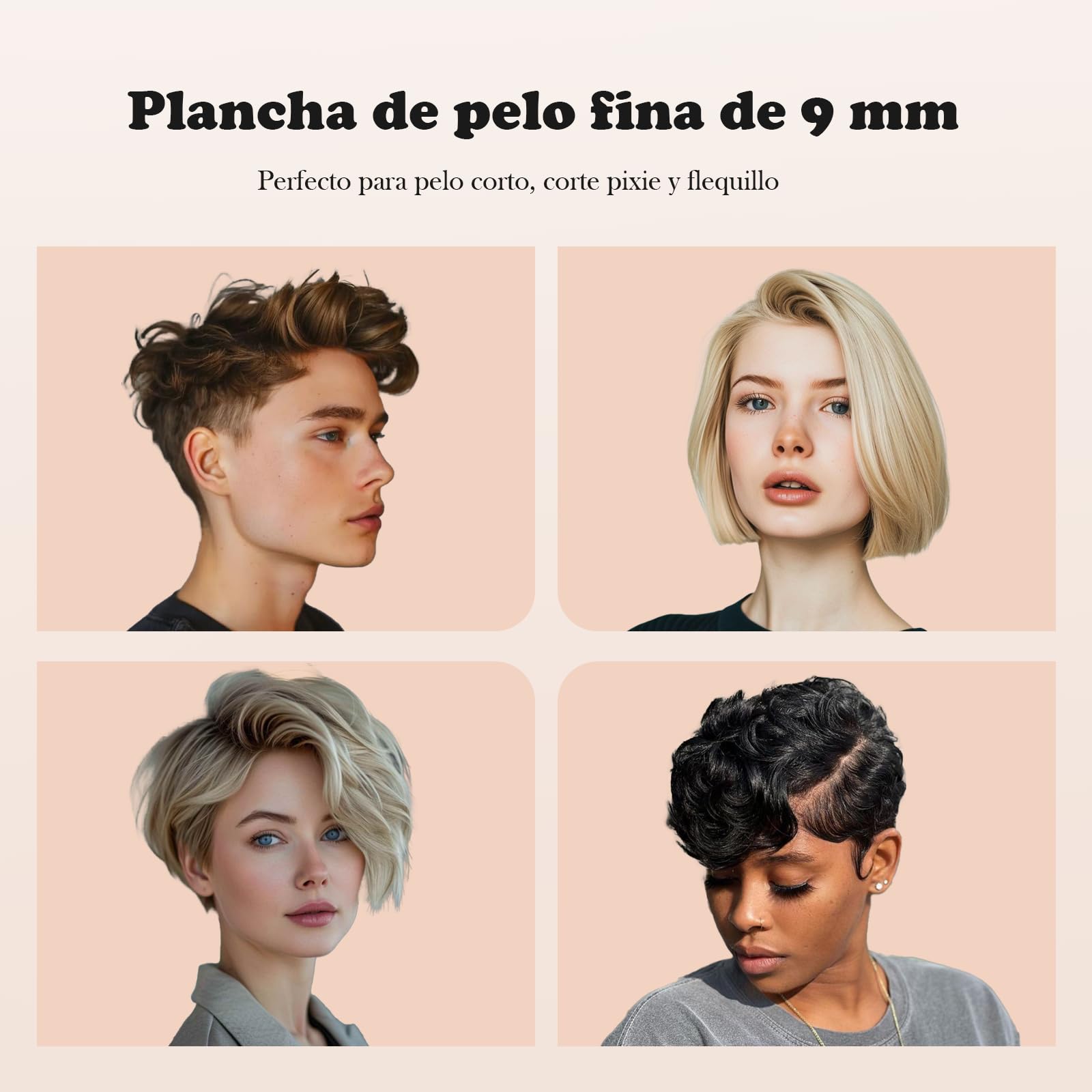 Mini Plancha de Pelo, SAOSA Plancha y Rizador de Pelo 2 en 1Plancha de Pelo Pequeña Para Pelo Corto Para Rizar y Alisar, Placa Calefactora de Cerámica, Doble Voltaje, 90-220°C, Oro rosa (s)