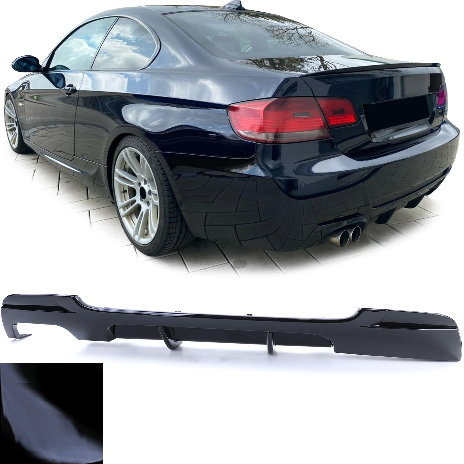 europetuning - DIFFUSEUR Double Sortie Gauche Noir Brillant Compatible BMW Serie 3 E92 E93 (05938)