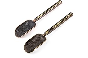 AUEAR Vintage Loose Leaf Tea Scoop Coffee Scooper Copper Metal Measuring Shovel Spoons (2 Pack)