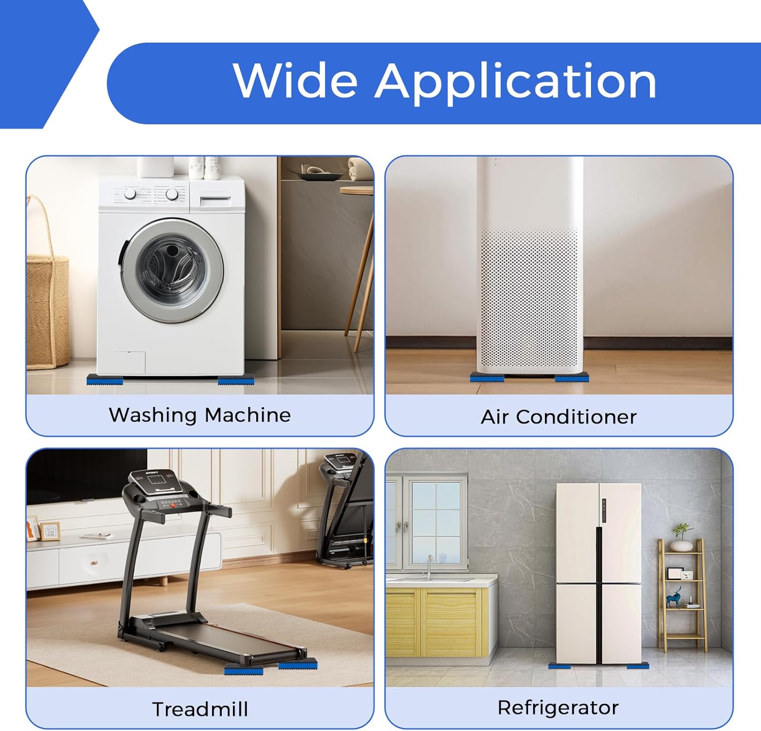 8Pcs Anti Vibration Pads 4'' X 4'' X 7/8" Sound Isolation Ribbed Rubber Mats with EVA Center, Heavy Duty Blue EVA Pad for Air Conditioner,Compressors,HVAC,Treadmills etc