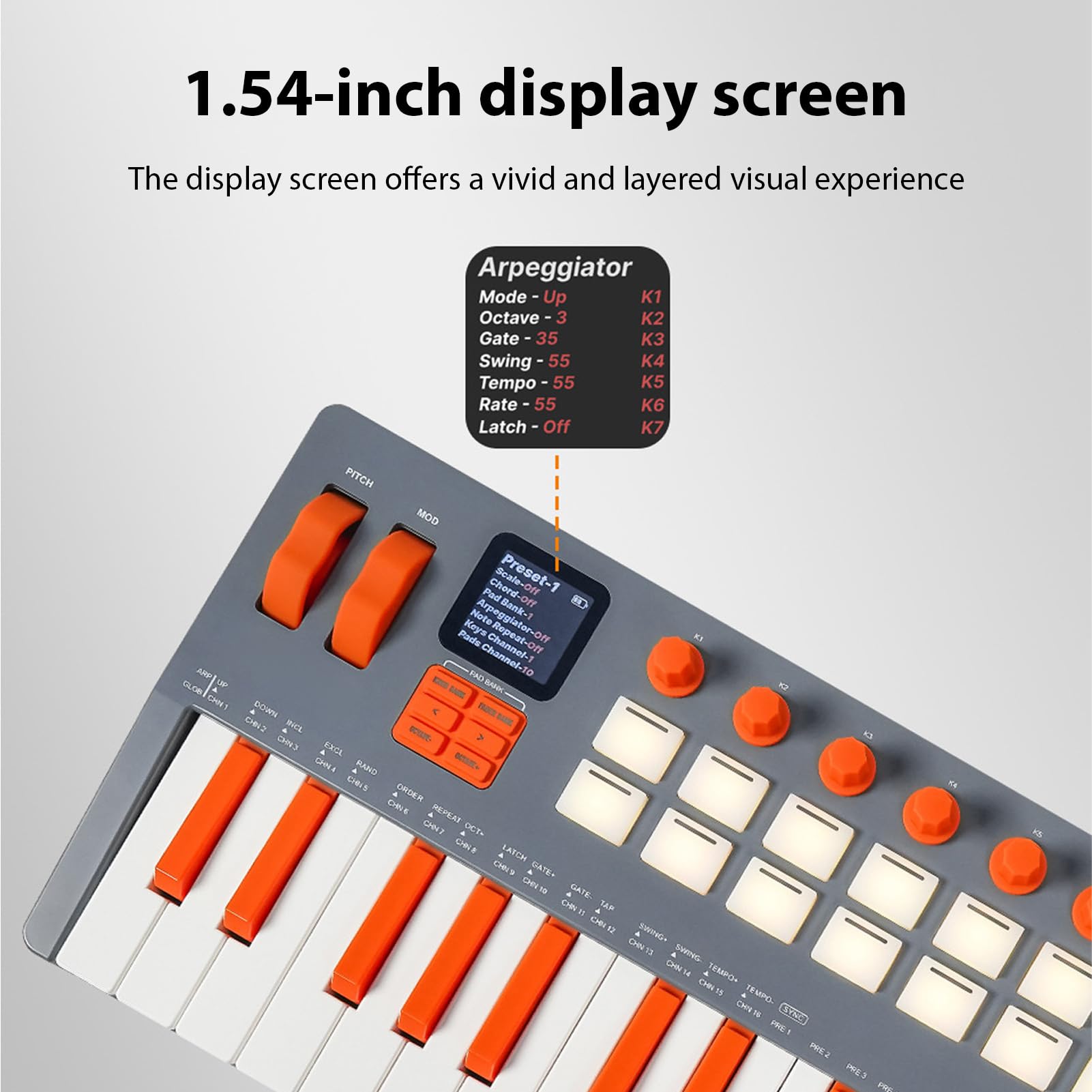 Btuty Ausdrucksstarker 37-Tasten-MIDI-Keyboard-Controller mit Synthesizer, 16 RGB-Pads, 2,4 GHz Wireless, 10-Stunden-Akku, FL Studio-Integration, DAW-kompatibel, Zonenschalttasten