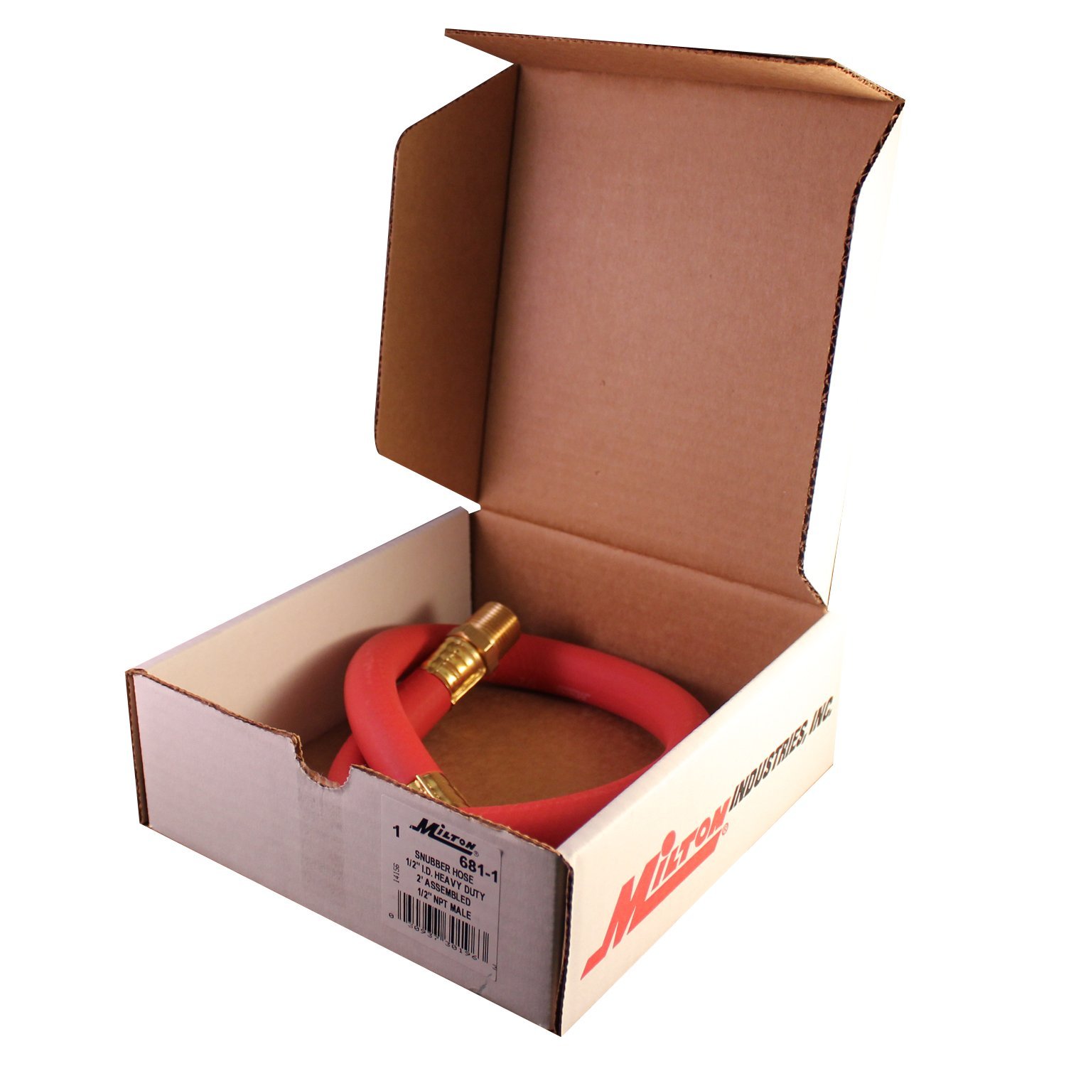 MILTON 2 Foot Snubber Nose 681-1, Absorbs Shock from Impact Tools, 200 PSI Max Pressure, 800 Pounds Burst Pressure, 1/2" Hose ID, 1/2" Male NPT