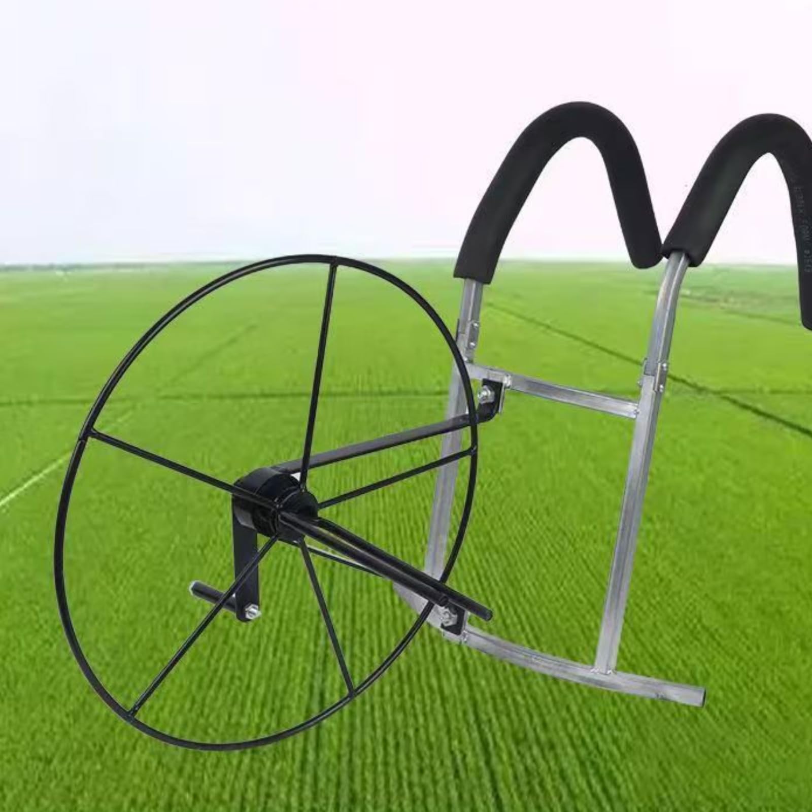Qianly Avvolgitubo a Spalla Nero e Argento Avvolgitubo Manuale Acciaio Spesso Attrezzatura Irrigazione per Agricoltori