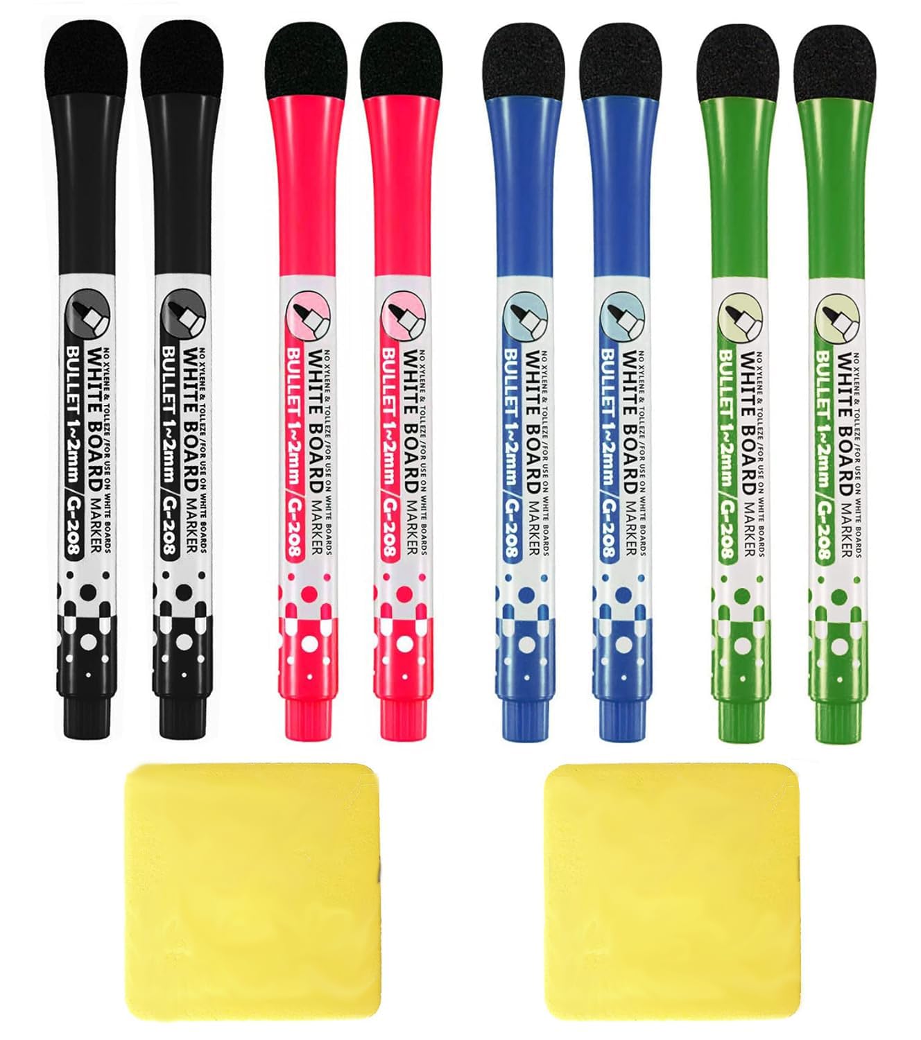 STORE 2508 Magnetic Dry Erase Whiteboard Markers & Whiteboard Dusters Multicolour Pack of 8-image-20