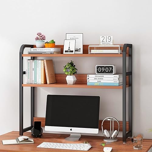 Miniatura 9 de Estantería de escritorio de 2 niveles, estante de almacenamiento de escritorio para computadora, estante de escritorio de gran capacidad,