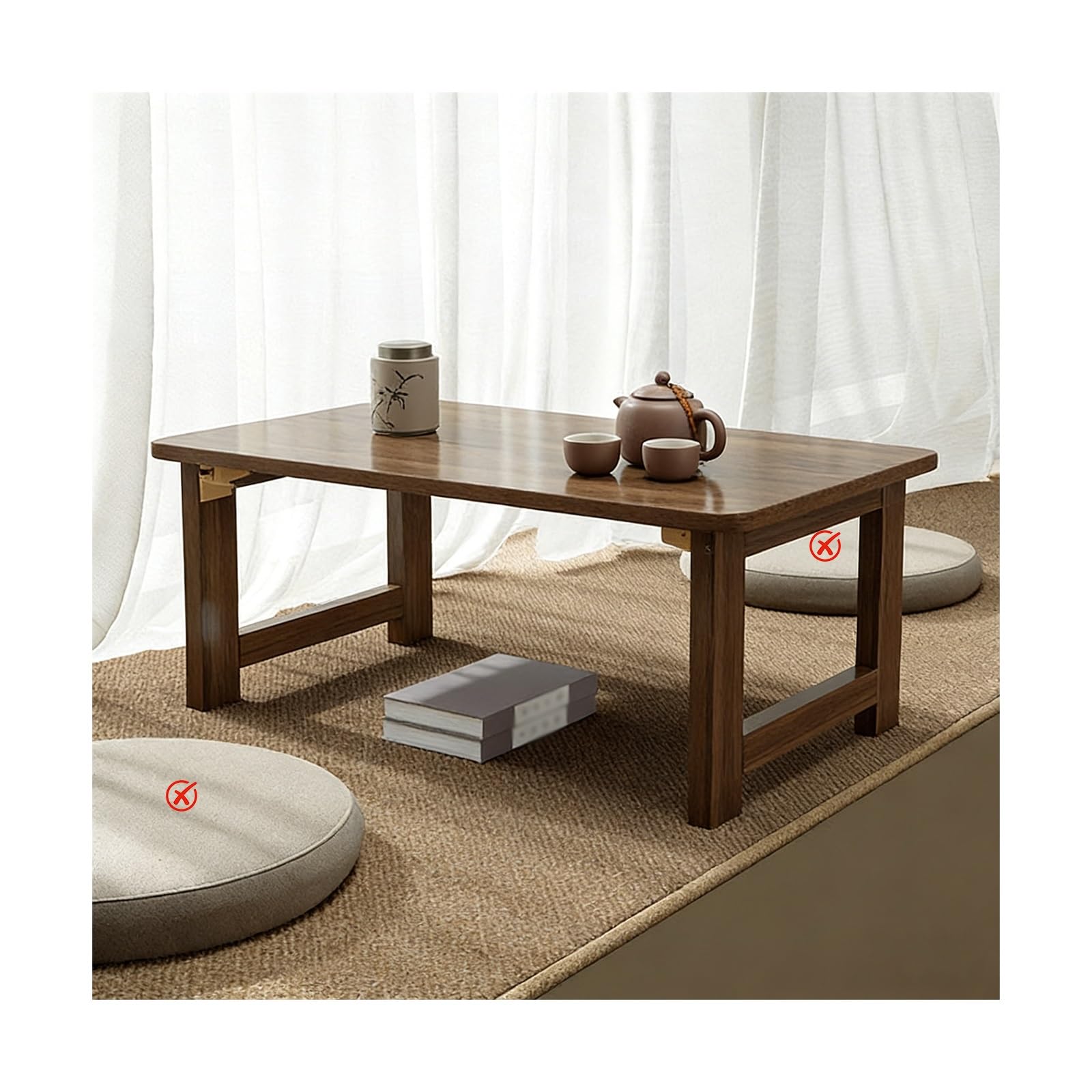 Tavolo pieghevole ecologico in legno di noce con design salvaspazio, gambe robuste e resistenti – ideale per casa e ufficio, 80 x 40 x 33 cm