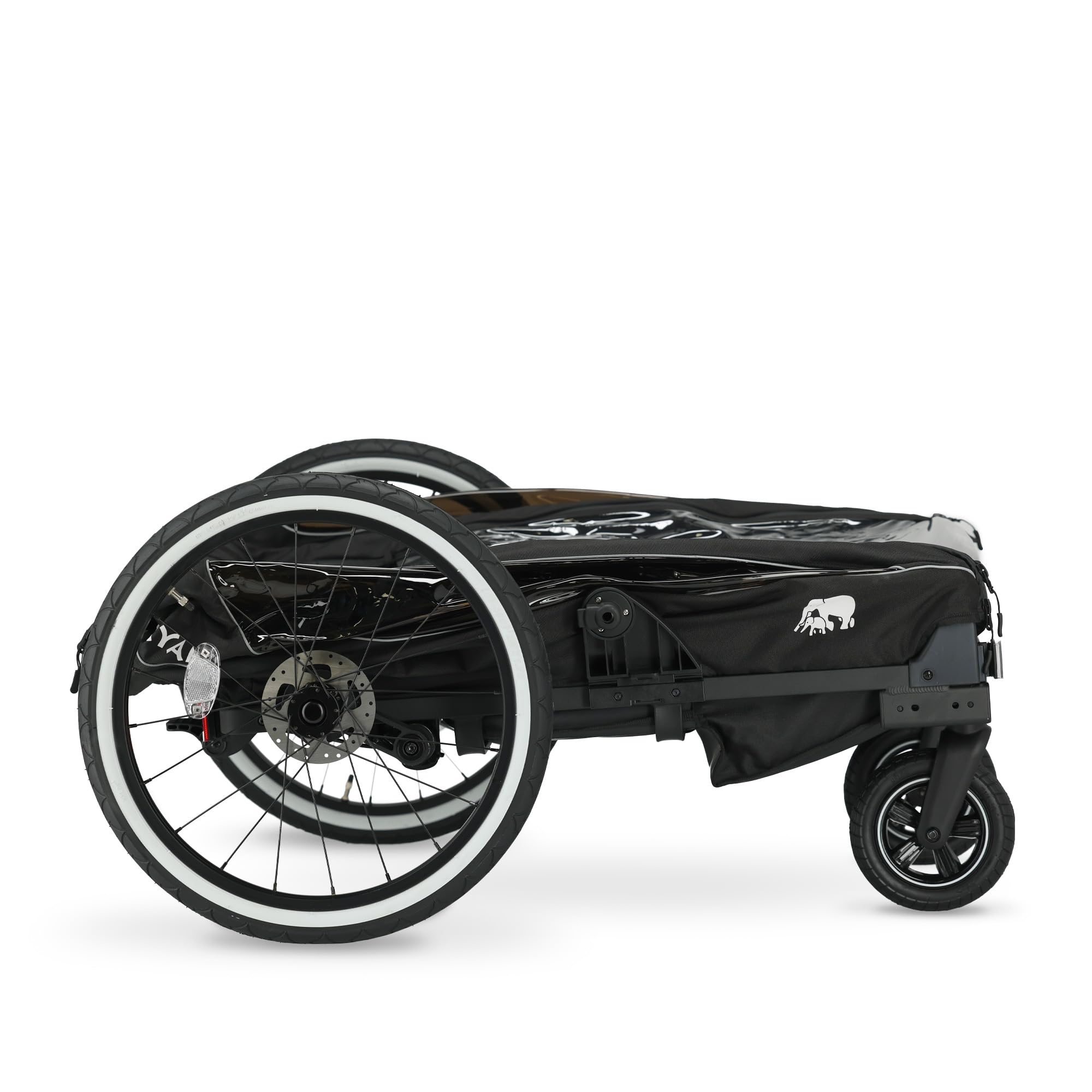 Deryan Luxus 3-in-1 Rimorchio per Bicicletta v2 per 2 Bambini – Rimorchio per Bicicletta, Passeggino & Jogger – Passeggino Multifunzionale con Cintura a 5 Punti – Nero